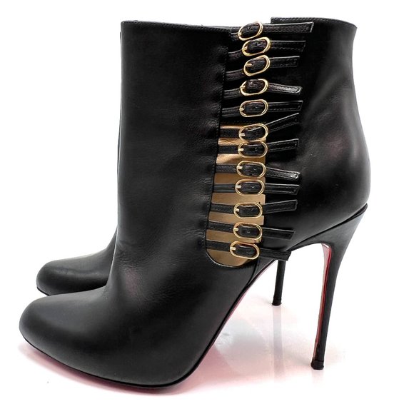 Christian Louboutin Shoes - Christian Louboutin Black and Gold Ankle Boots